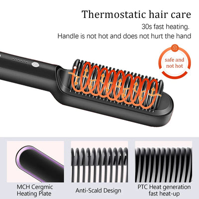 Electric Hair Straightening & Curling brush 2in1 Professional Hair Styler